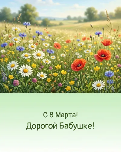 открытка с 8 марта! дорогой бабушке! — wildflowers 02